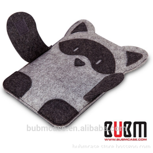 Fashion Black 9.7 inch Wool Felt Tablet Case Cartoon Raccoon Bag Tablet Sleeve Tablet Pouch Laptop Bag